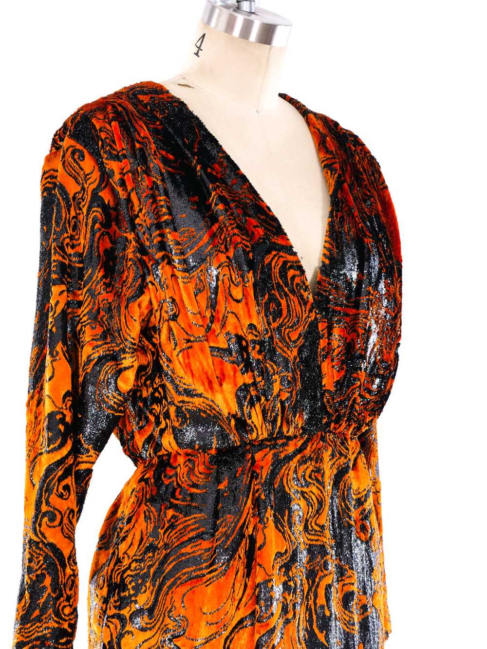 Abstract Pattern Velvet Burnout Dress - image 5