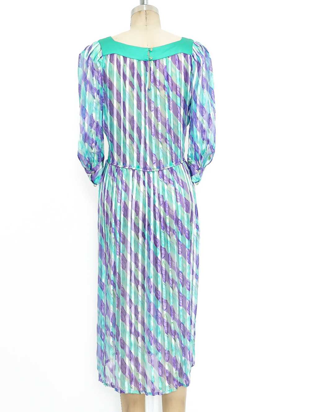 Watercolor Printed Silk Chiffon Dress - image 5
