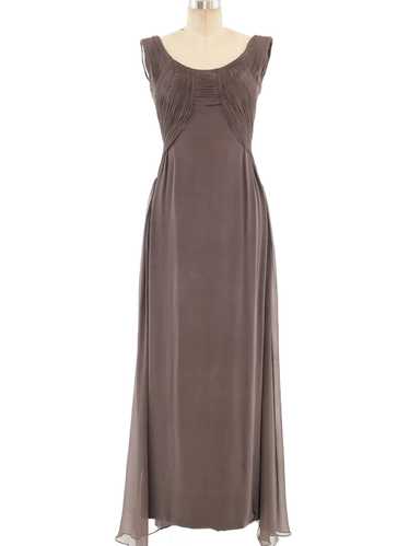 Ruched Silk Chiffon Gown - image 1