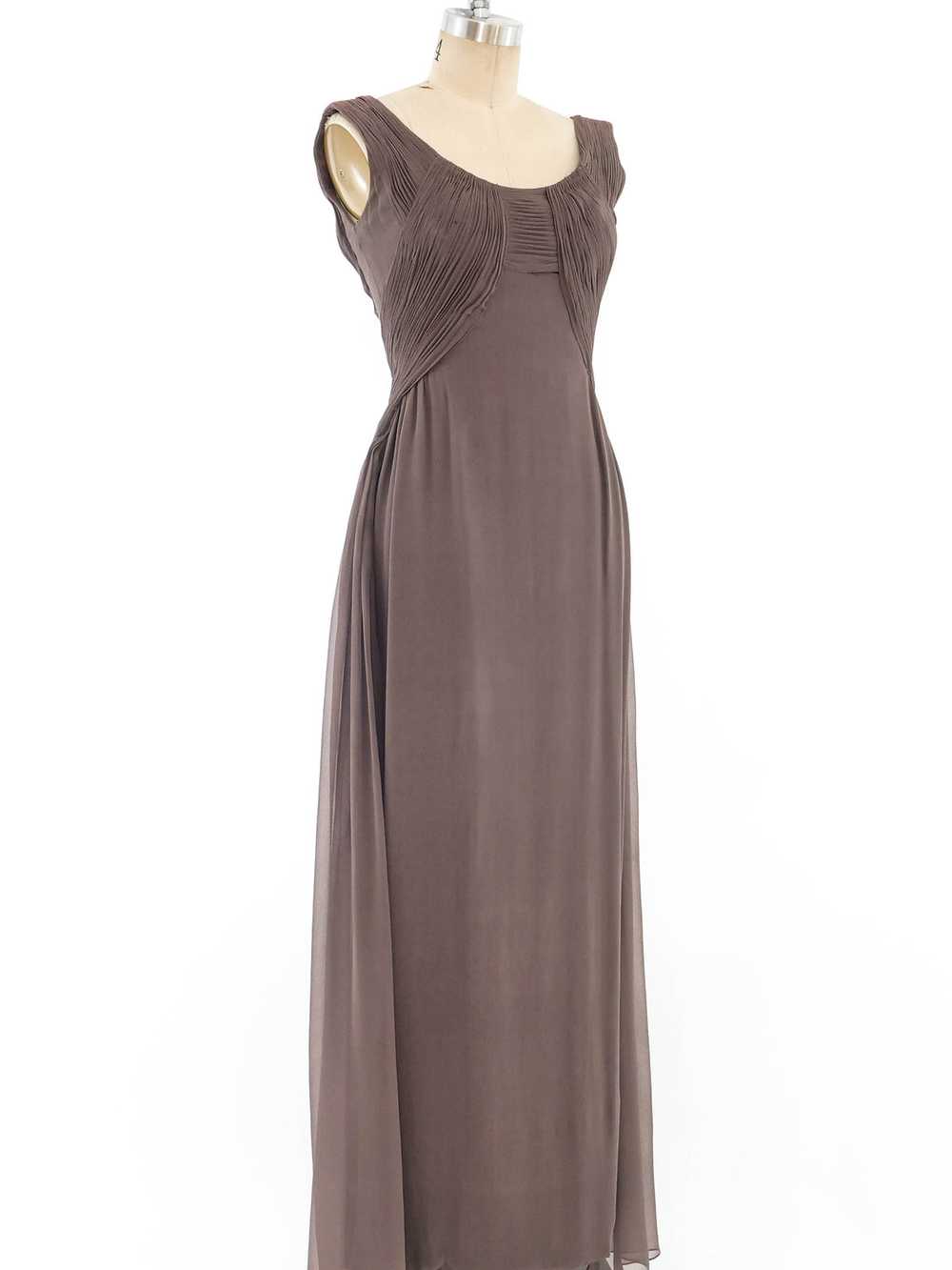 Ruched Silk Chiffon Gown - image 2