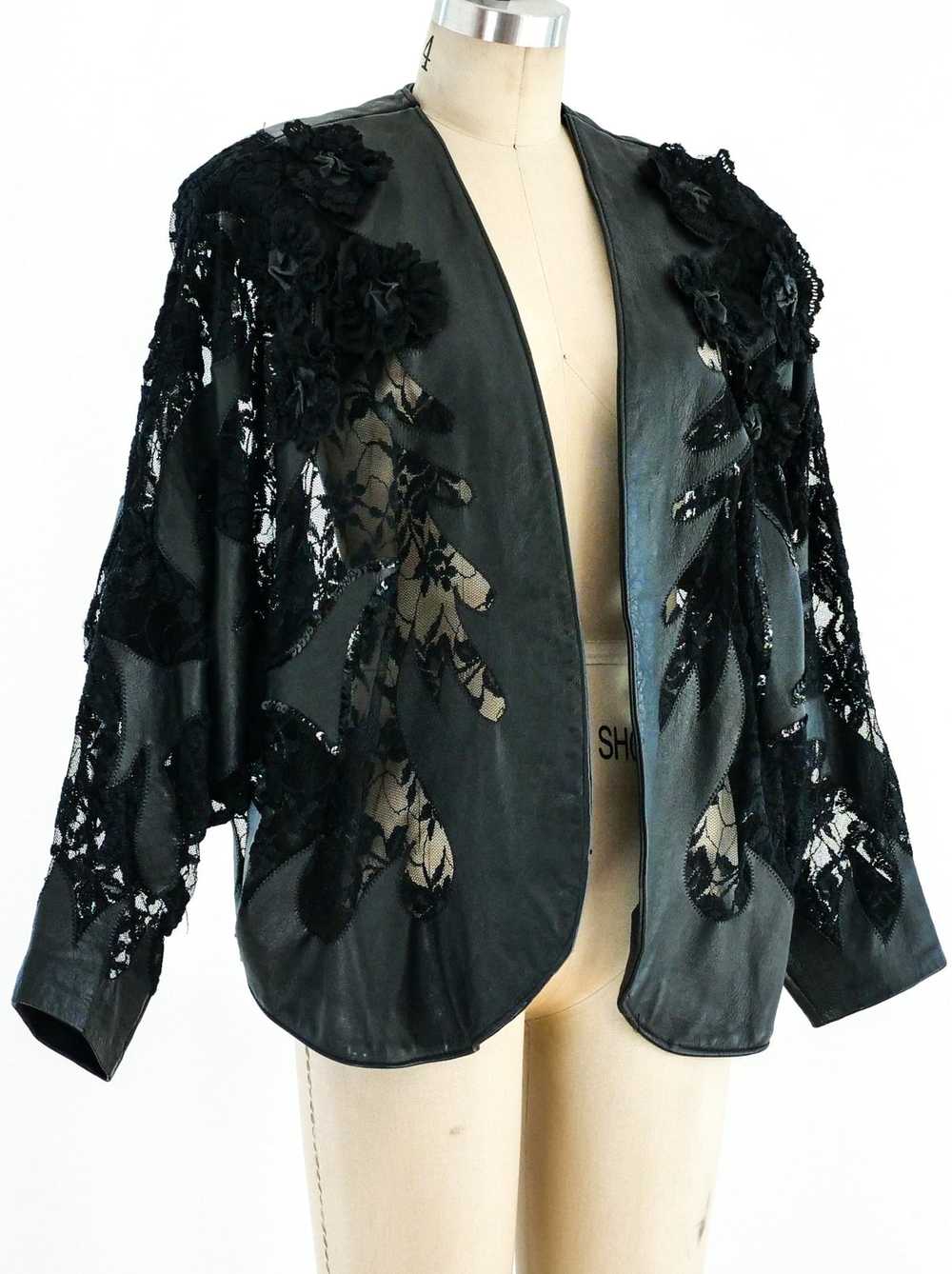 Leather and Lace Batwing Jacket - image 3
