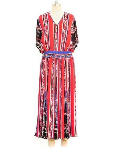 Diane Freis Mixed Print Midi Dress - image 1