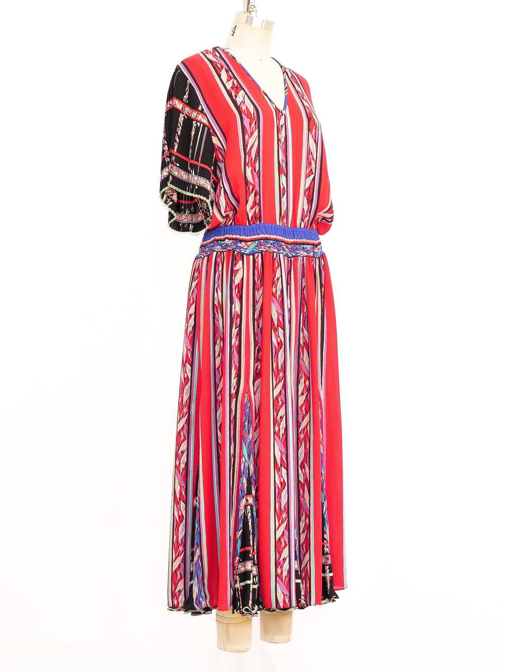 Diane Freis Mixed Print Midi Dress - image 3