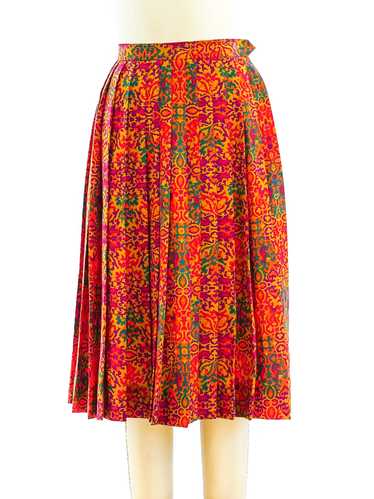 Yves Saint Laurent Pleated Print Skirt - image 1