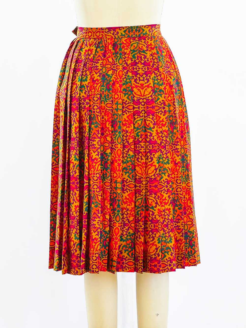 Yves Saint Laurent Pleated Print Skirt - image 3