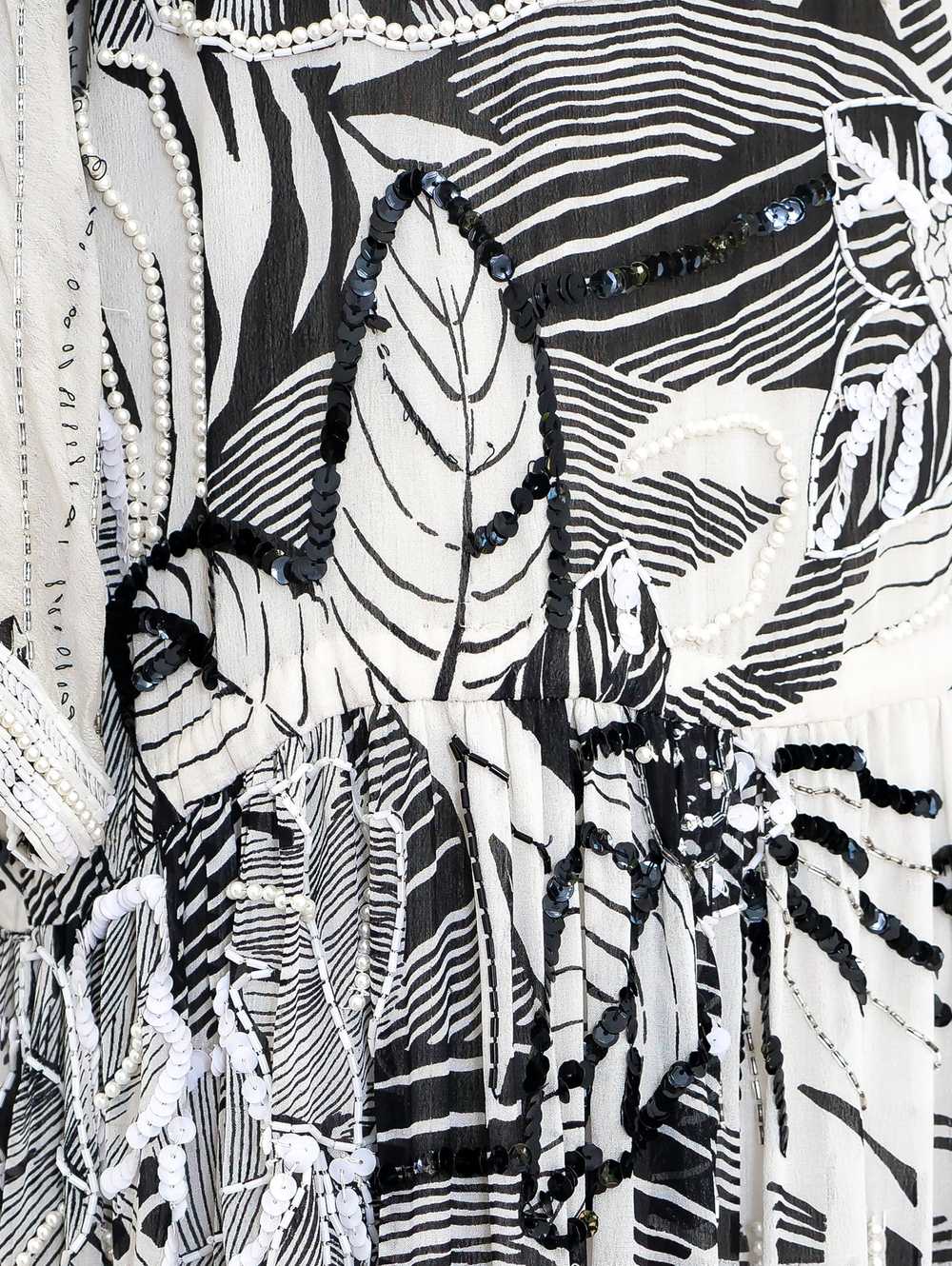 Bead Embellished Palm Print Dress - image 3