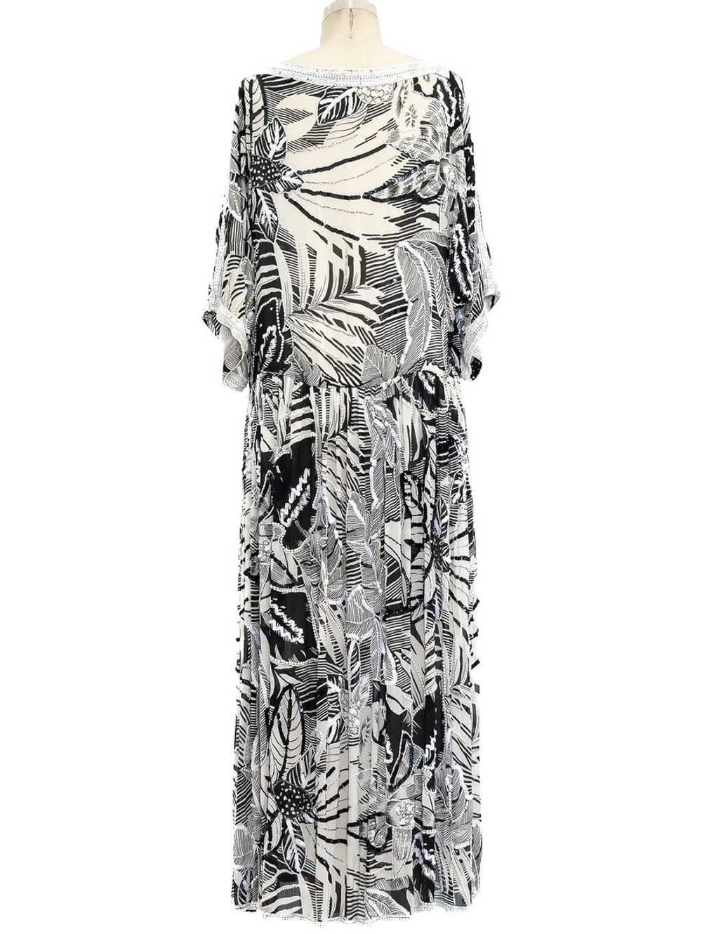Bead Embellished Palm Print Dress - image 5