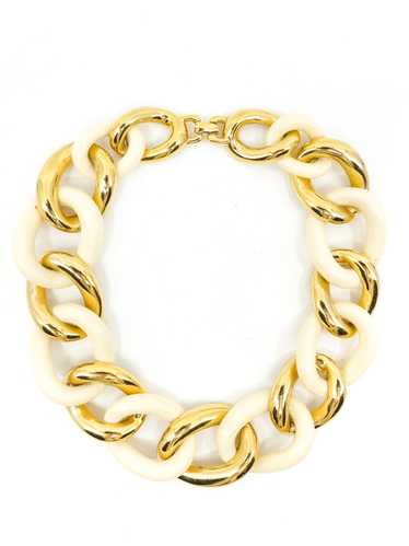 Givenchy Ivory and Goldtone Chain Collar Necklace - image 1