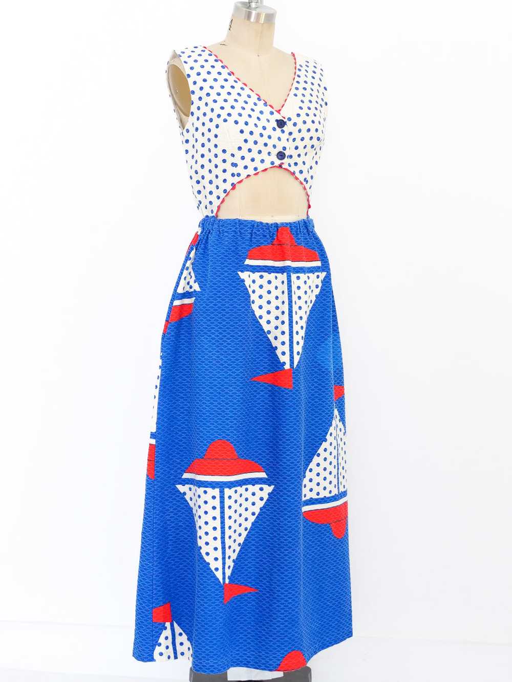 Sailboat Printed Cutout Maxi Dress - image 3