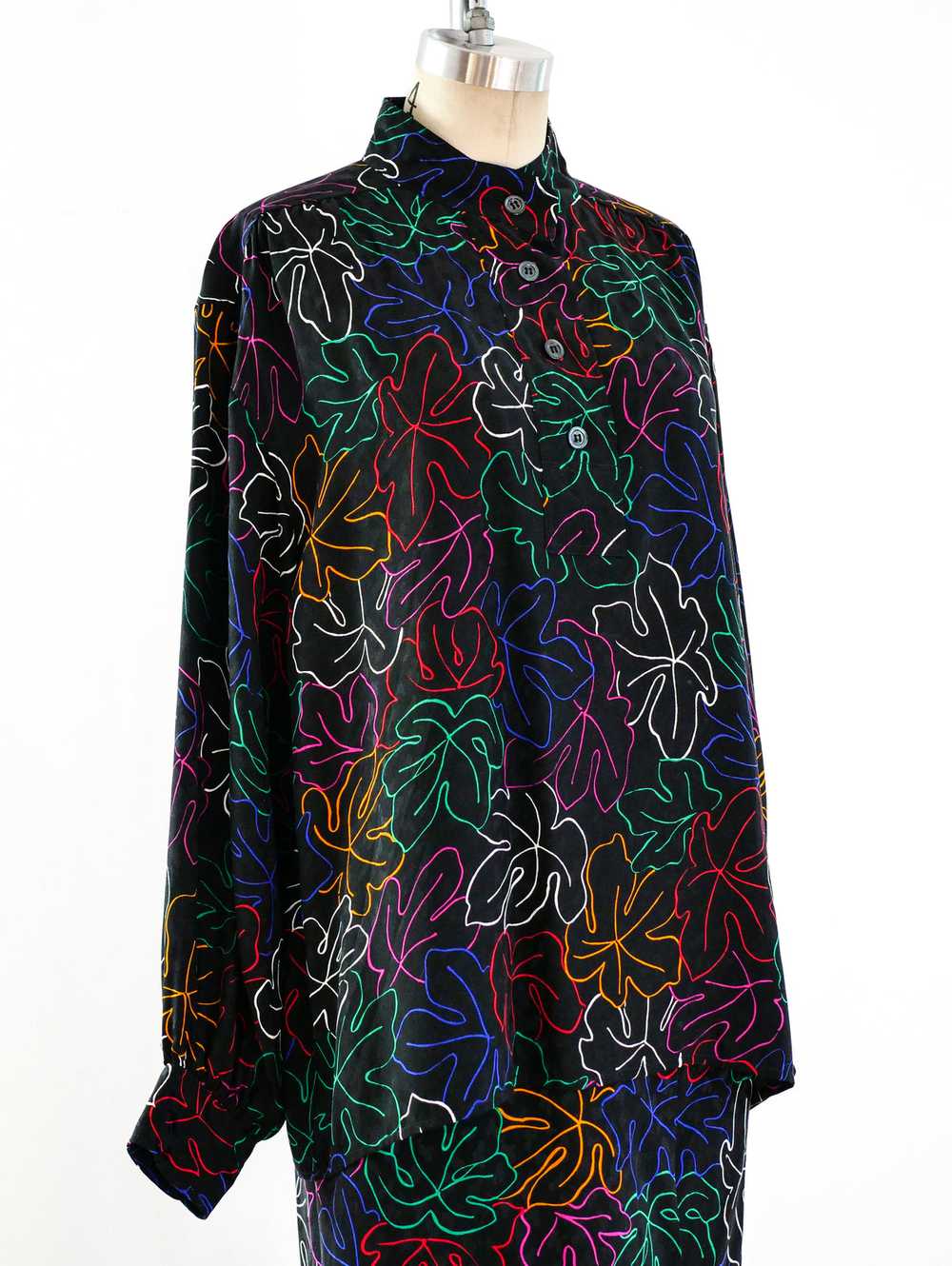 Yves Saint Laurent Leaf Print Silk Ensemble - image 5