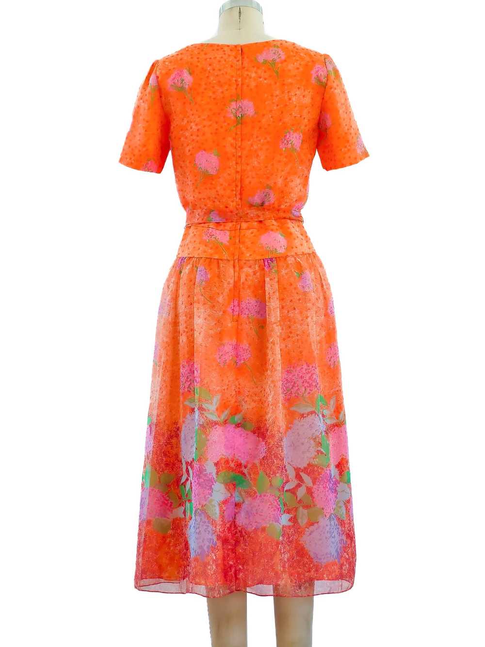 Peach Floral Chiffon Dress - image 5