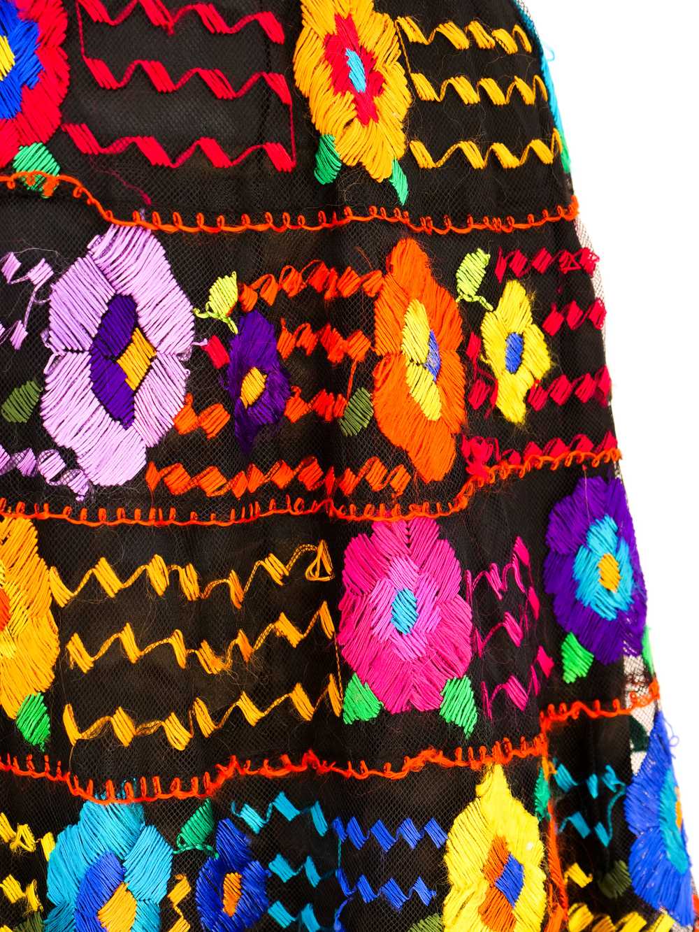 Floral Embroidered Mexican Midi Skirt - image 2