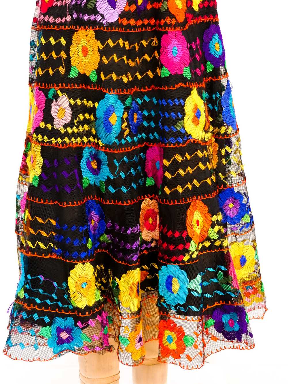 Floral Embroidered Mexican Midi Skirt - image 4