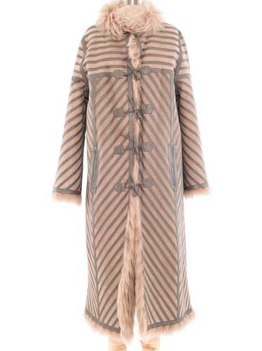 Beige Chevron Shearling Coat