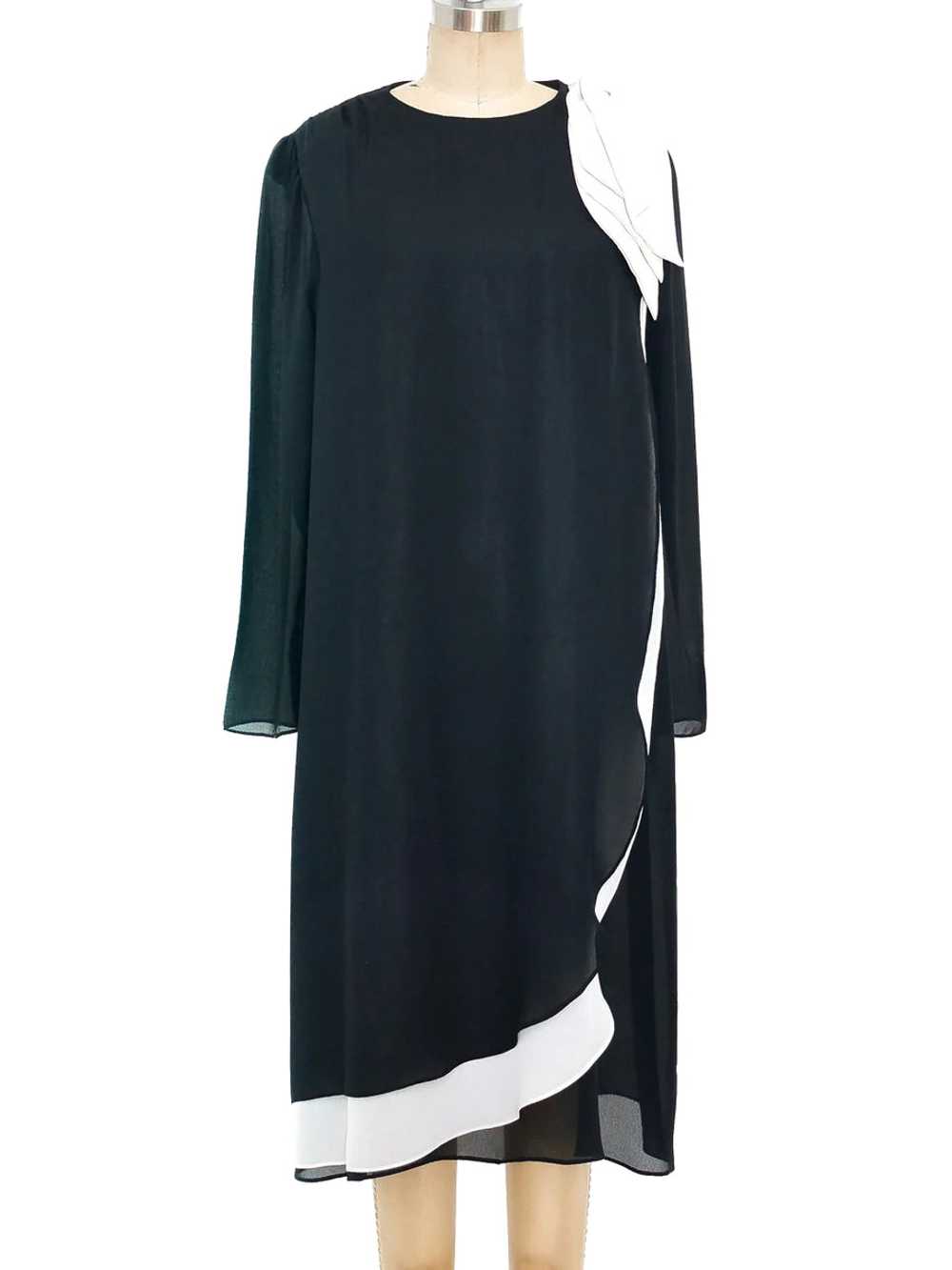 Black and White Silk Chiffon Dress - image 1