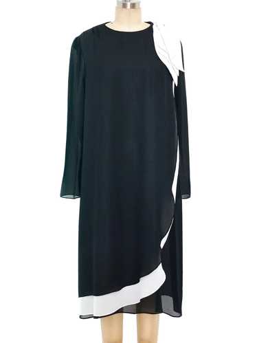 Black and White Silk Chiffon Dress