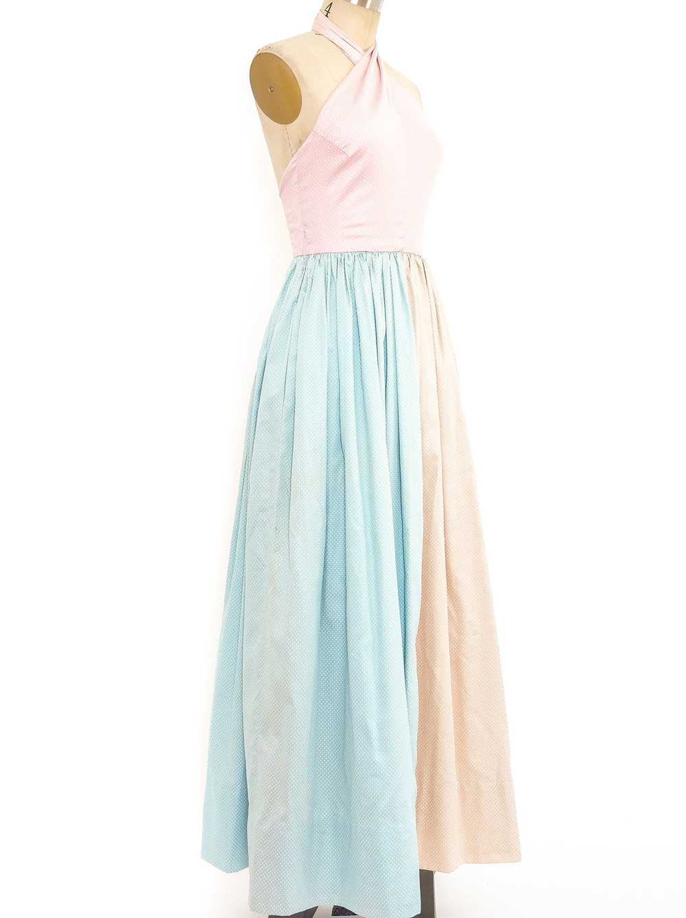 Bill Blass Pastel Polka Dot Halter Gown - image 2