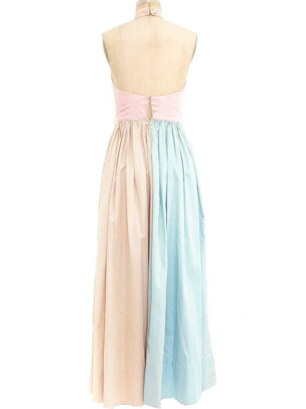 Bill Blass Pastel Polka Dot Halter Gown - image 3