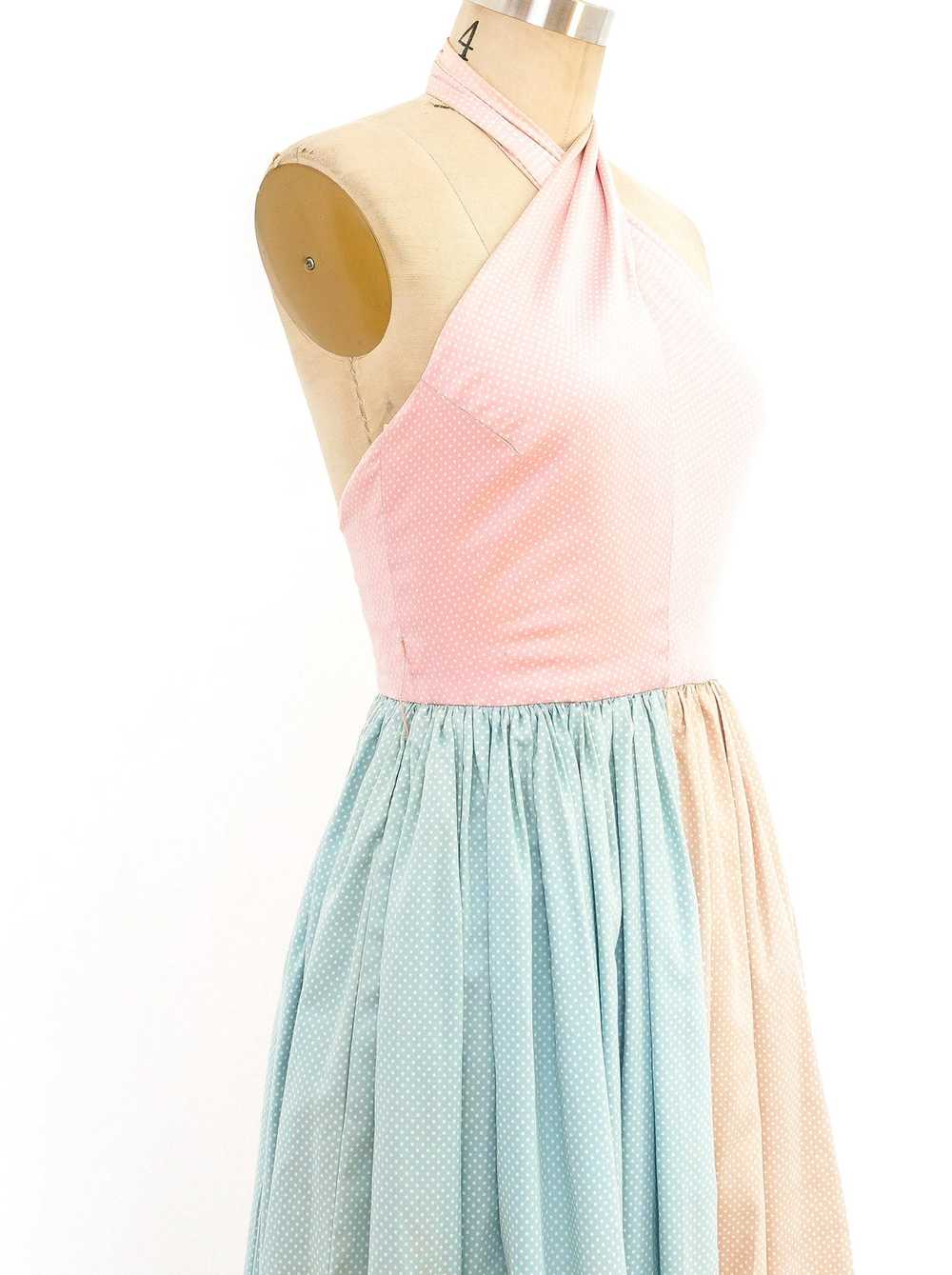 Bill Blass Pastel Polka Dot Halter Gown - image 4