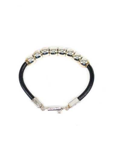 Sterling Beaded Leather Bangle