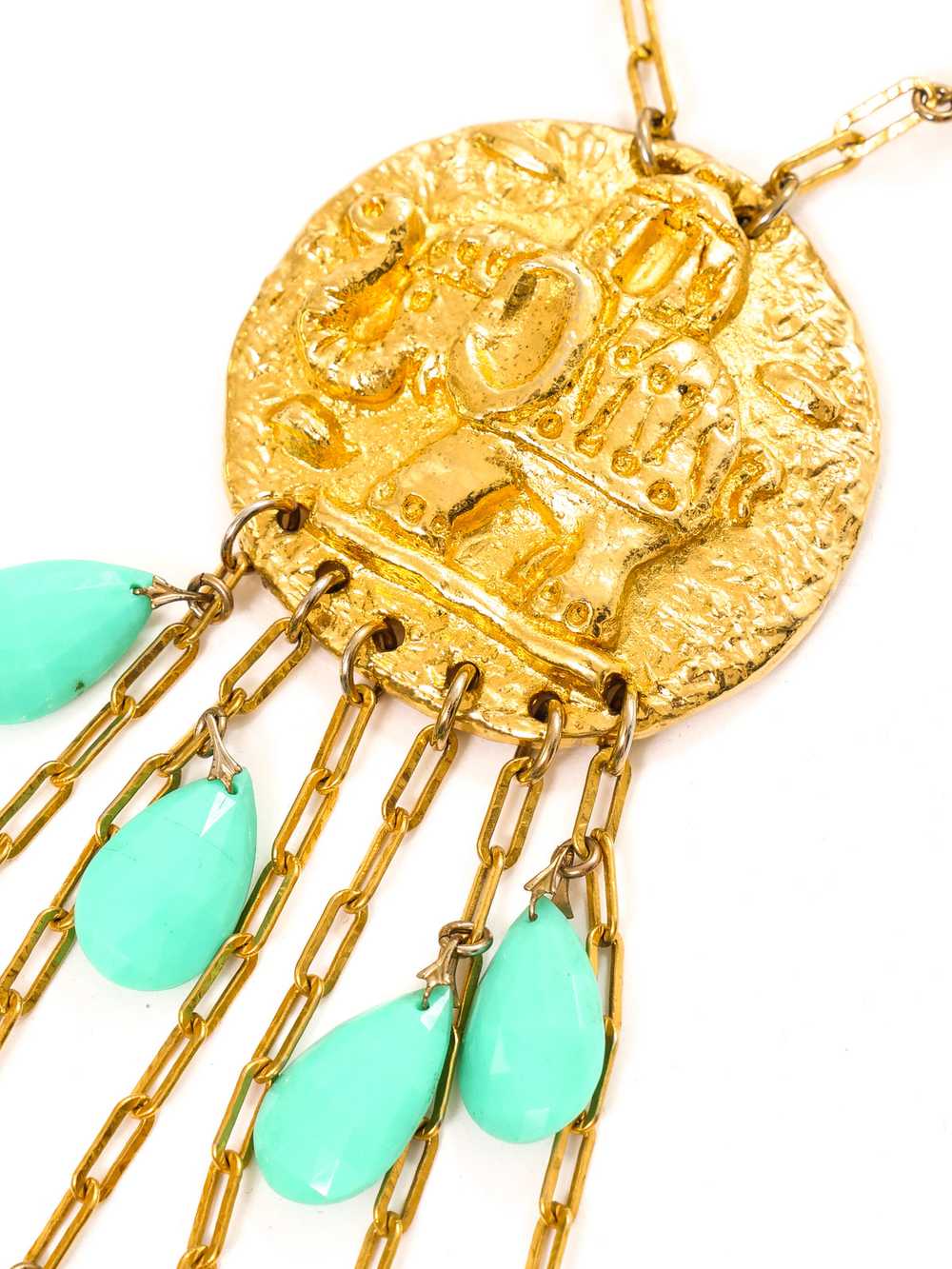 Turquoise Bead Fringed Necklace - image 2