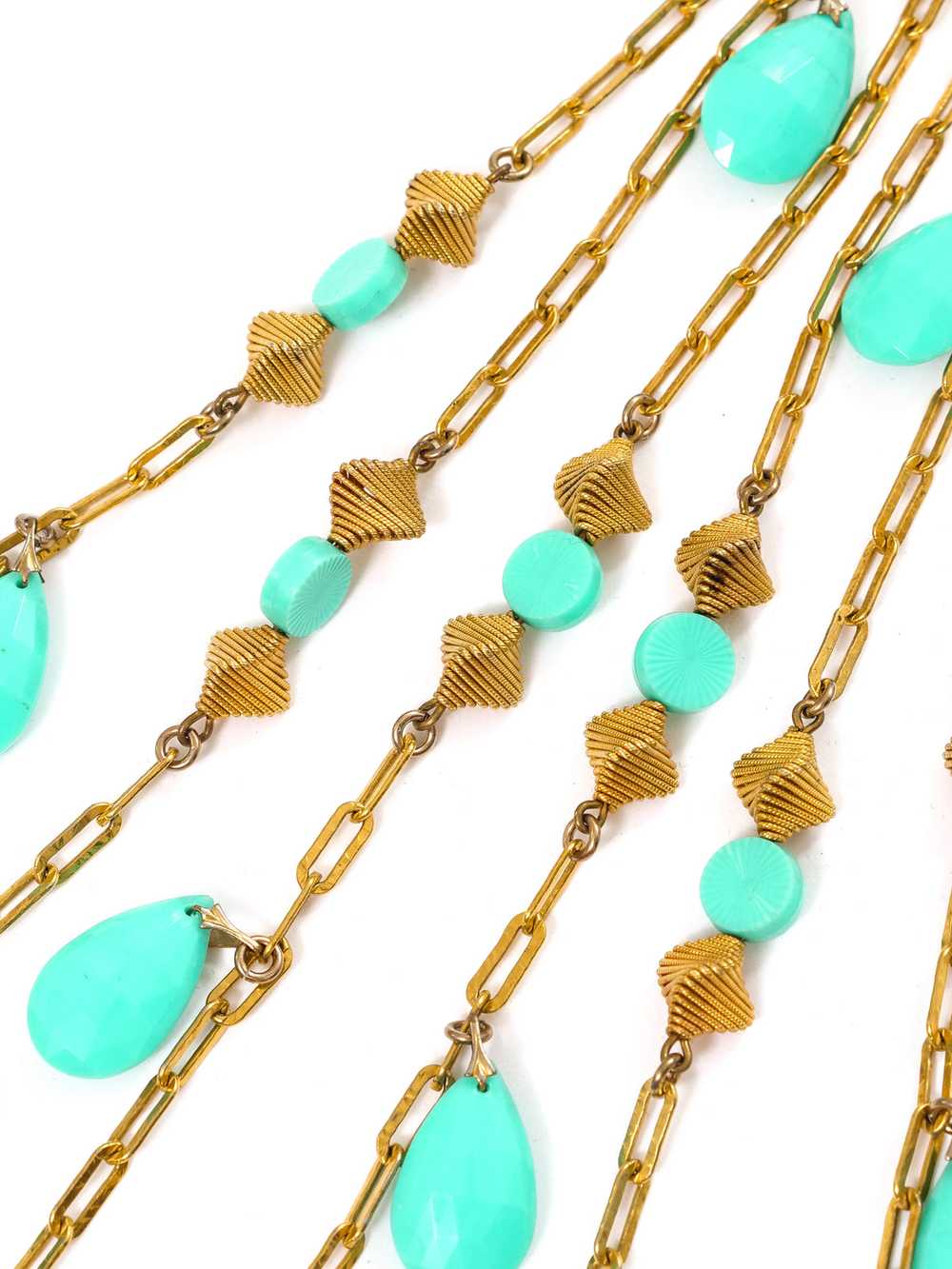 Turquoise Bead Fringed Necklace - image 3