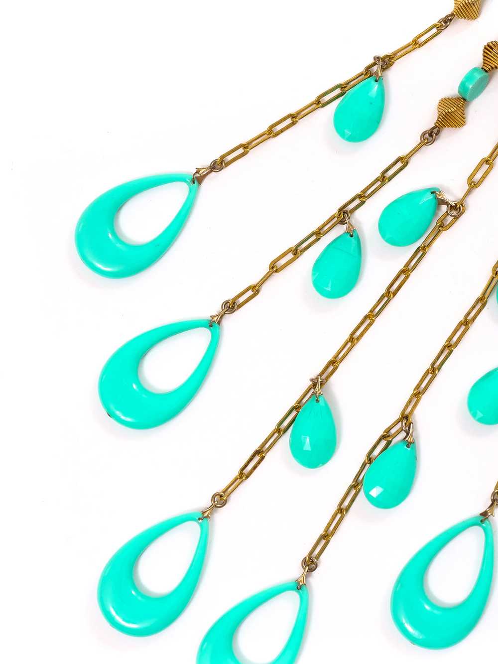 Turquoise Bead Fringed Necklace - image 4