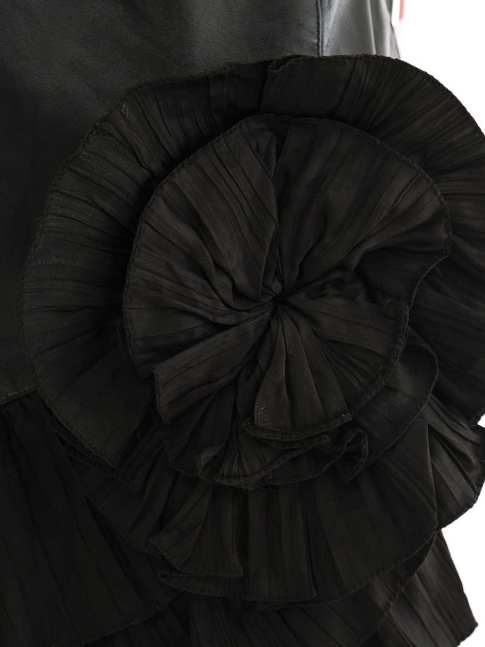 Strapless Leather Tiered Ruffle Dress - image 4