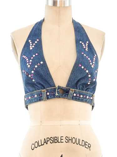 1970's Love Melody Studded Denim Bralette