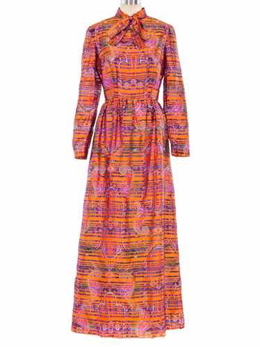 Psychedelic Paisley Printed Striped Dress - image 1