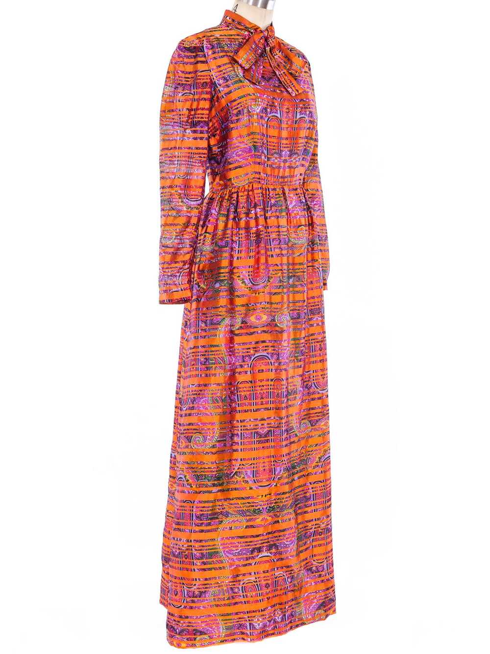 Psychedelic Paisley Printed Striped Dress - image 2