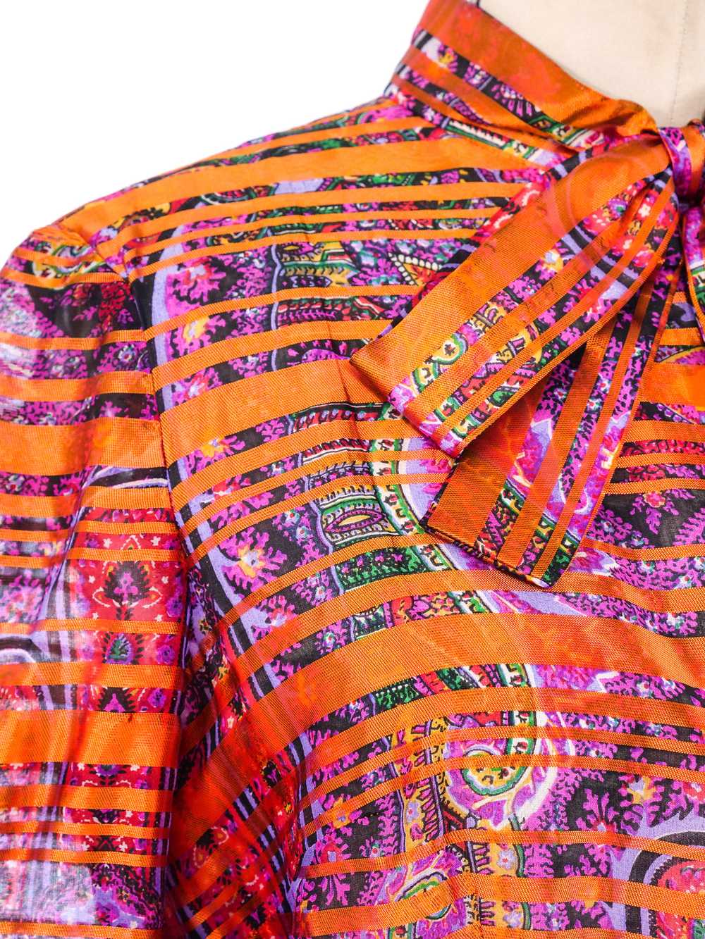 Psychedelic Paisley Printed Striped Dress - image 4