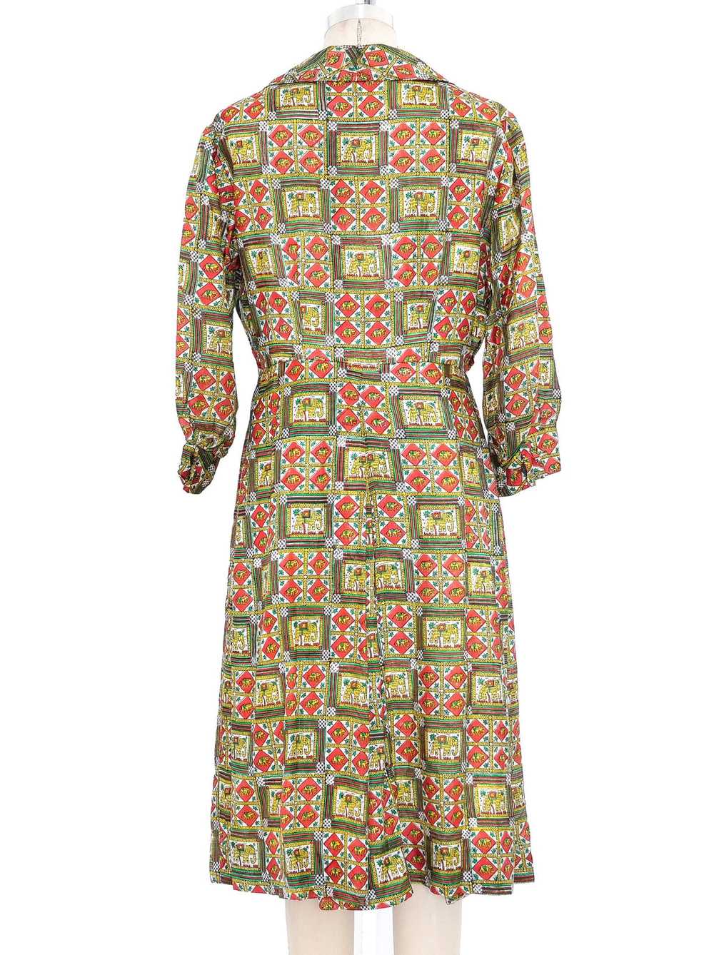 Elephant Block Printed Silk Shirt Dress - image 4