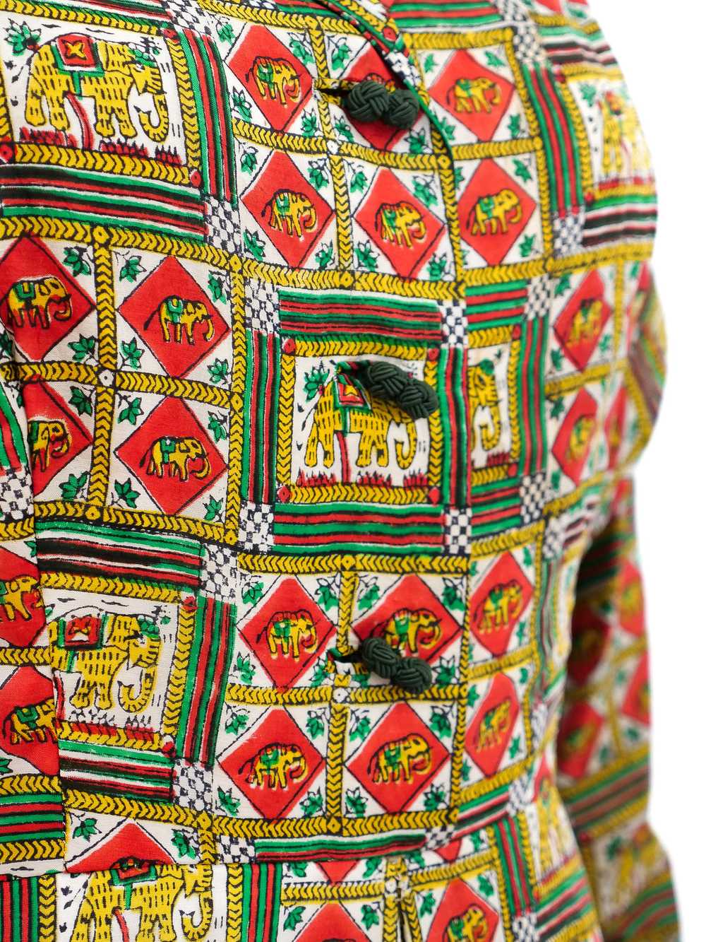 Elephant Block Printed Silk Shirt Dress - image 5