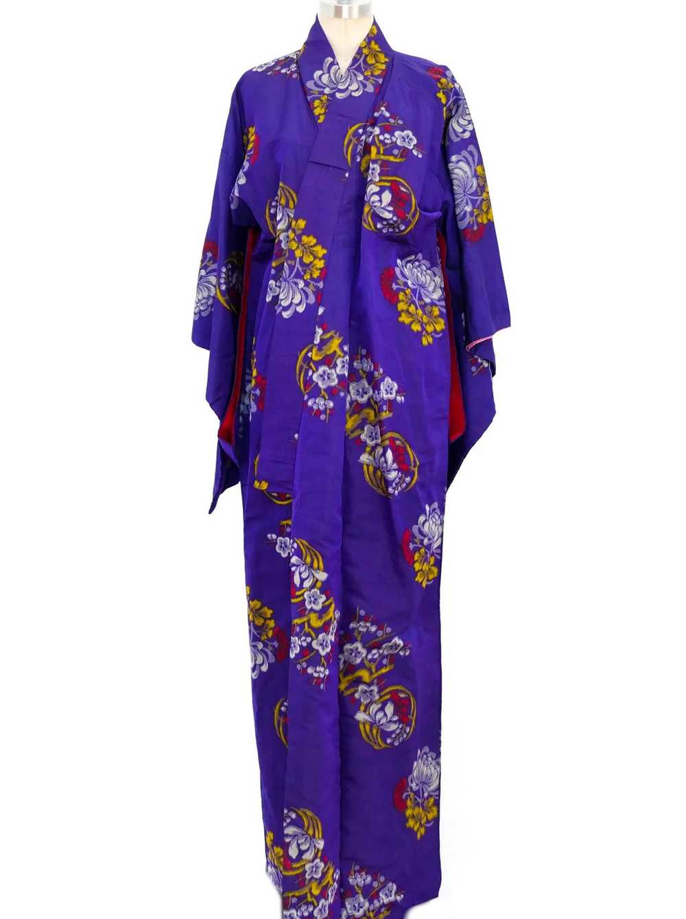 Purple Floral Printed Kimono - image 1