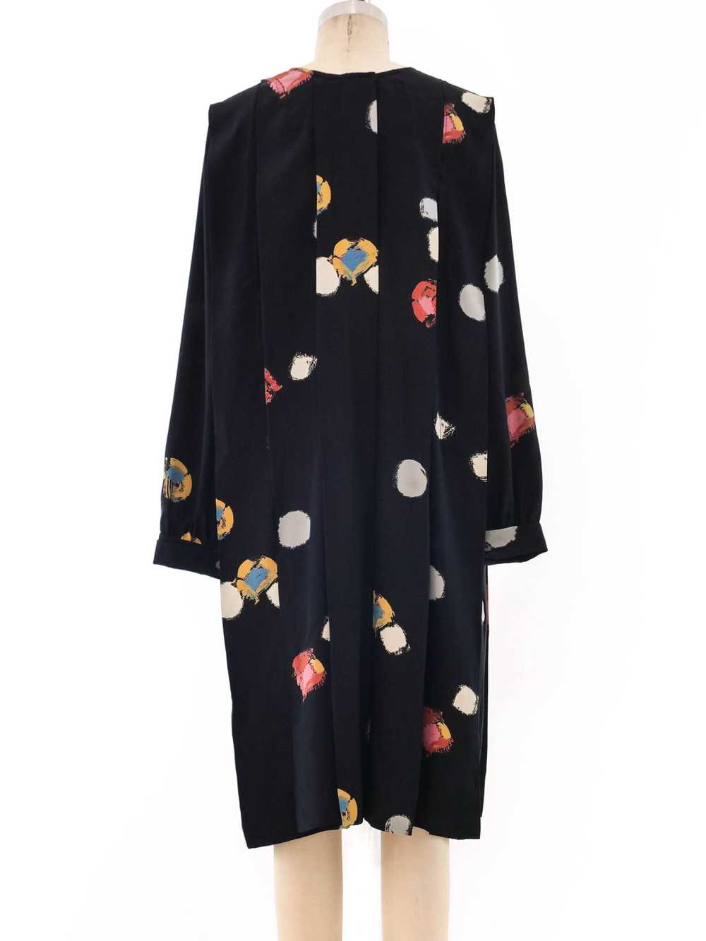 Abstract Dot Printed Pleated Silk Dress - image 3