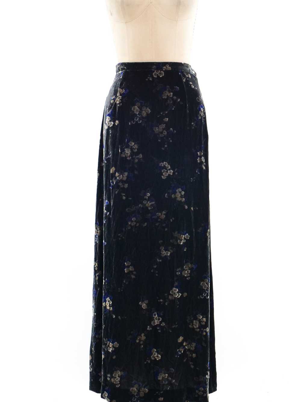 Ungaro Floral Velvet Skirt - image 1