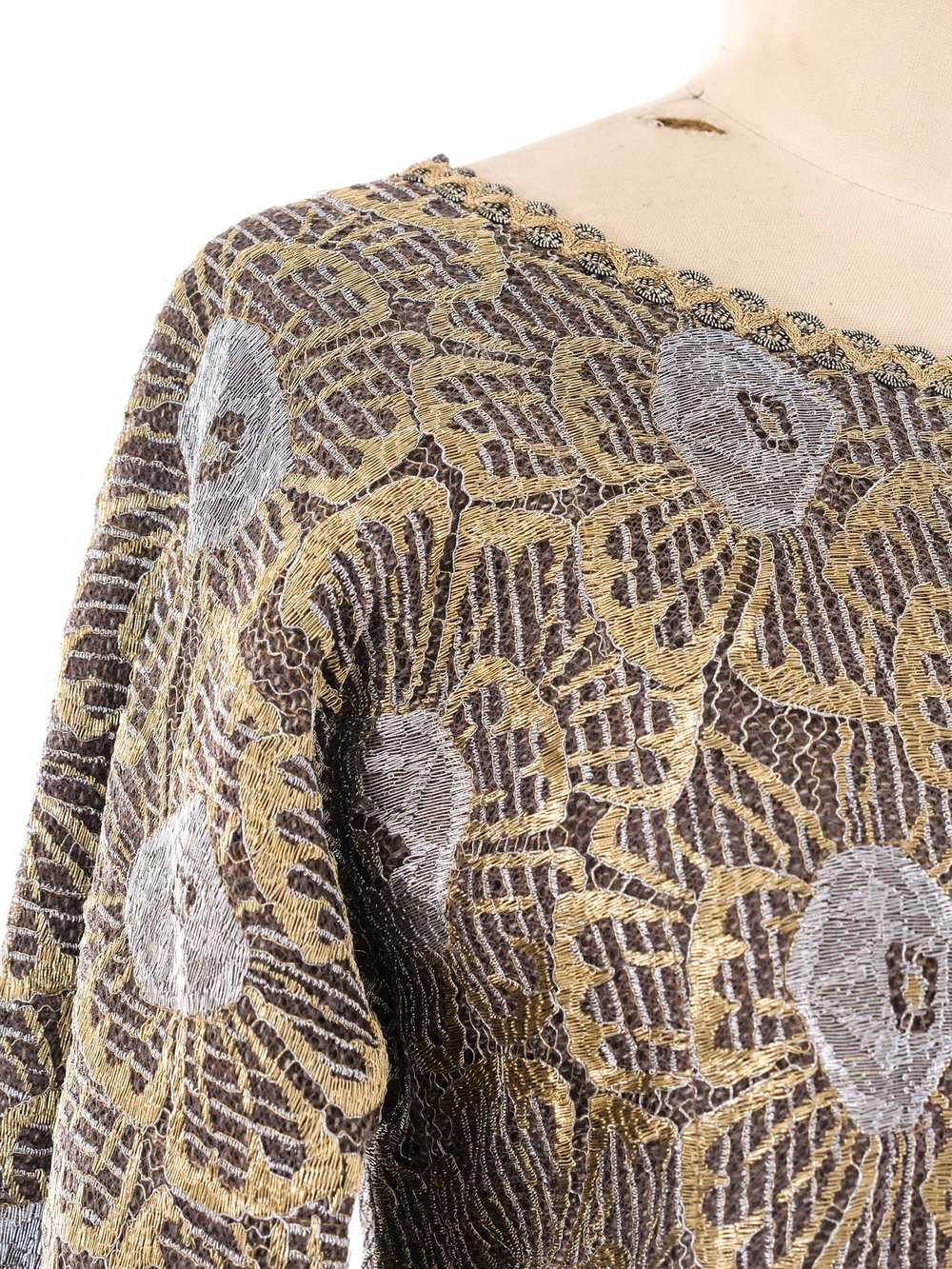 Geoffrey Beene Metallic Floral Embroidered Dress - image 2