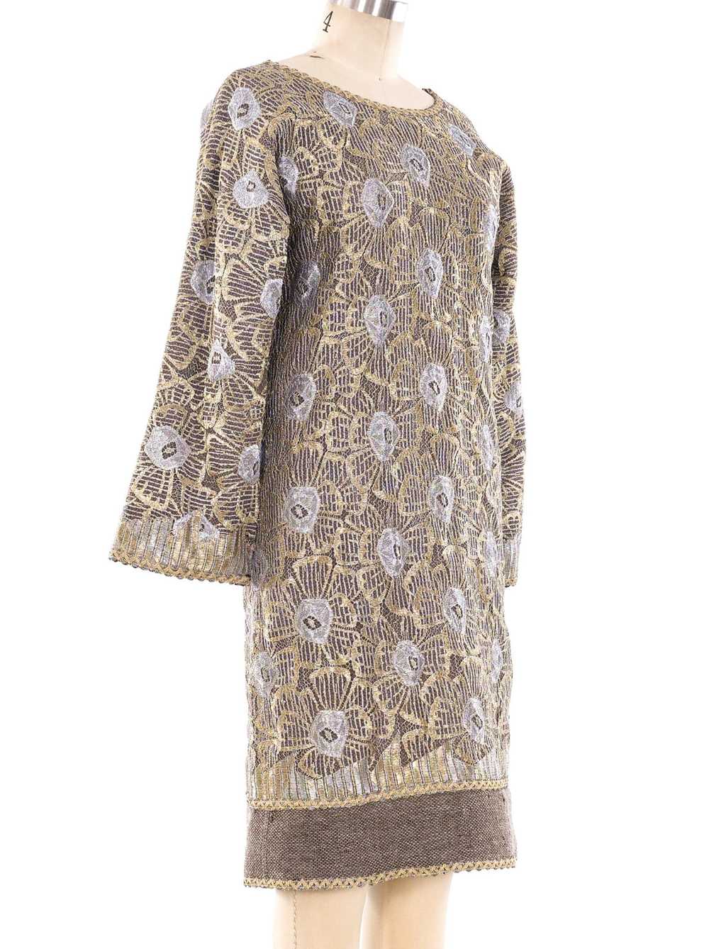 Geoffrey Beene Metallic Floral Embroidered Dress - image 3