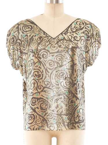 Whiting and Davis Swirl Printed Chainmail Top