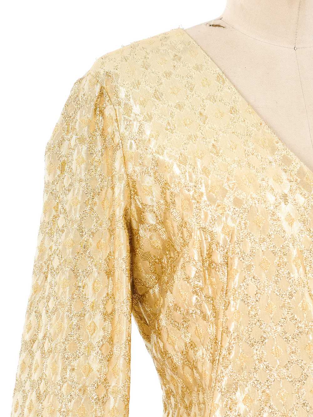 Metallic Gold Lamé Maxi Dress - image 2