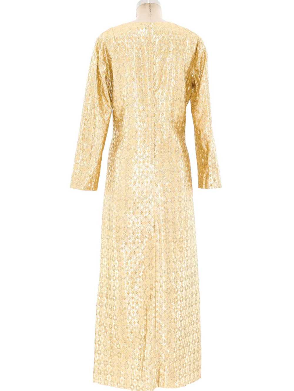 Metallic Gold Lamé Maxi Dress - image 4