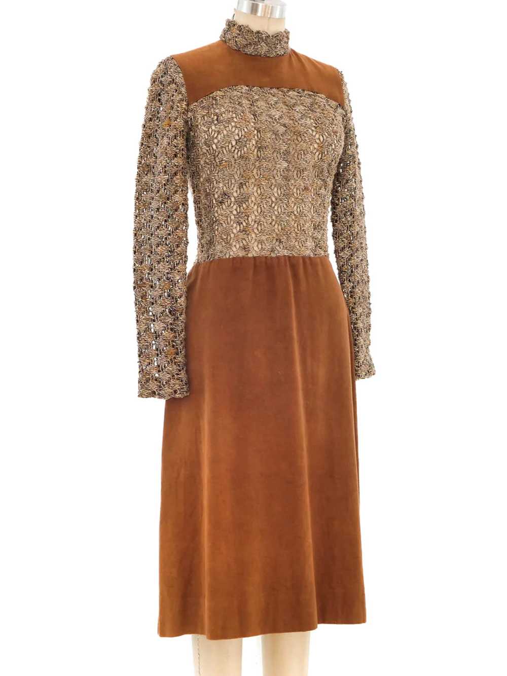 Teal Traina Crochet Knit Panel Dress - image 3