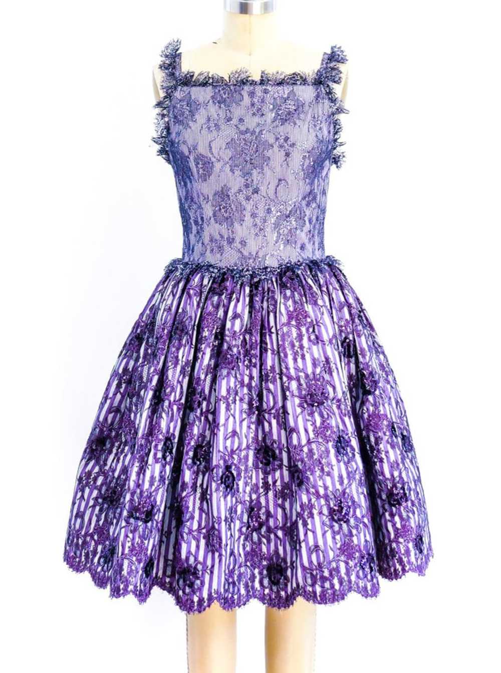 Geoffrey Beene Purple Lace Cocktail Dress - image 1