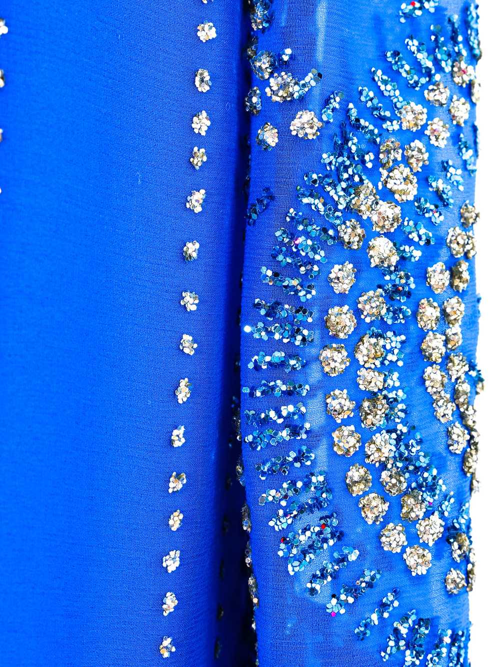 Glitter Embellished Blue Chiffon Maxi Dress - image 6