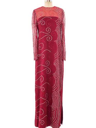 Richilene Glitter Embellished Silk Column Dress