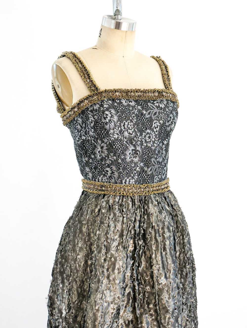 Mary McFadden Embellished Metallic Dress - image 3
