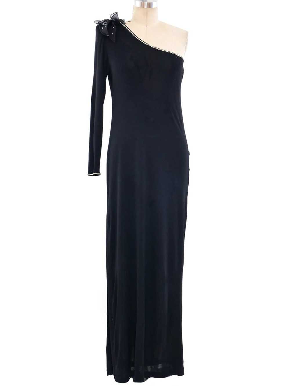 Embellished One Shoulder Jersey Gown - image 1