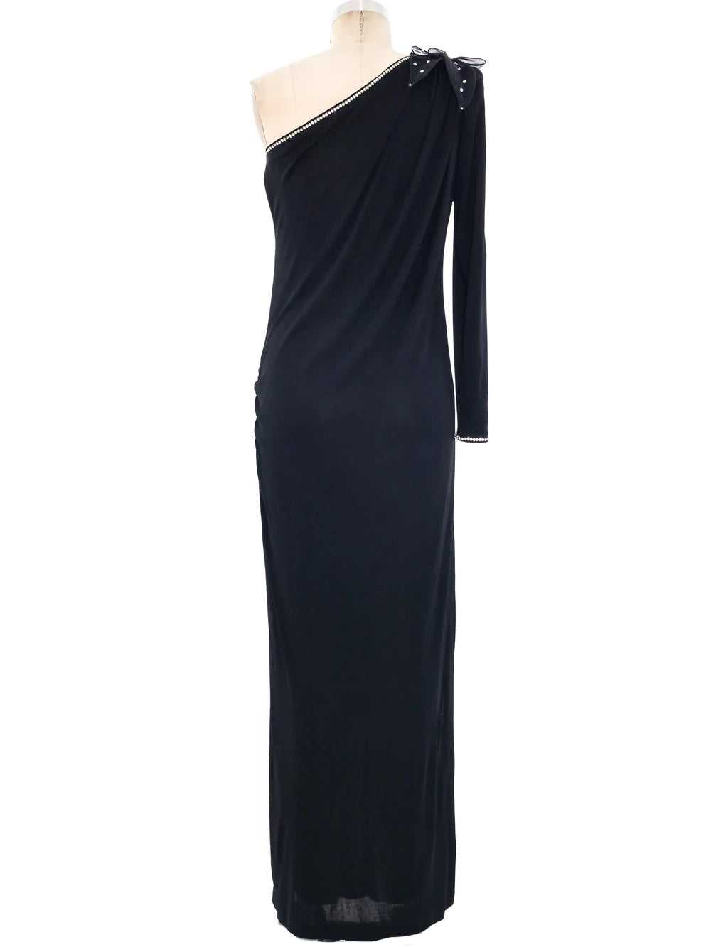 Embellished One Shoulder Jersey Gown - image 2