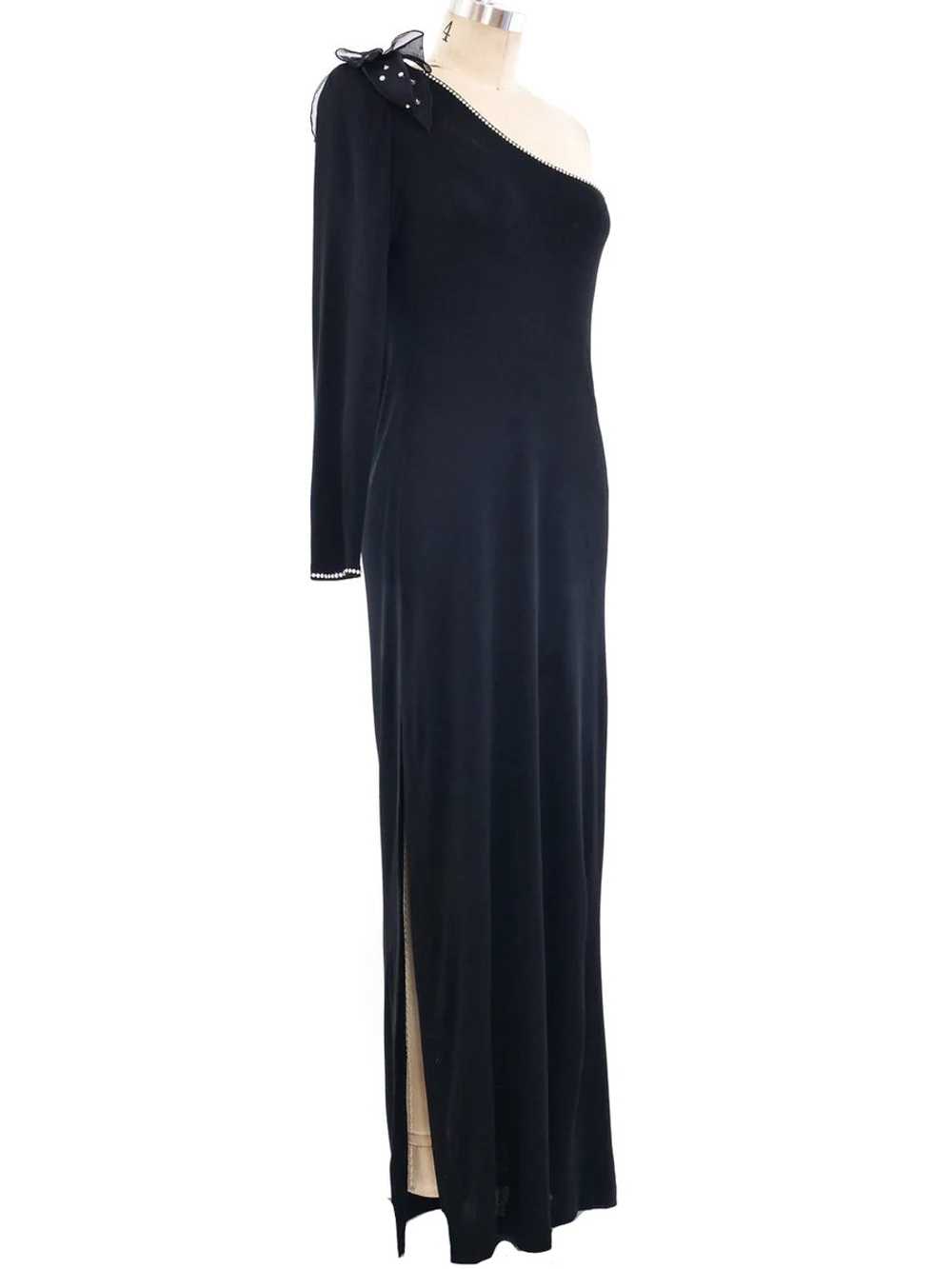 Embellished One Shoulder Jersey Gown - image 3